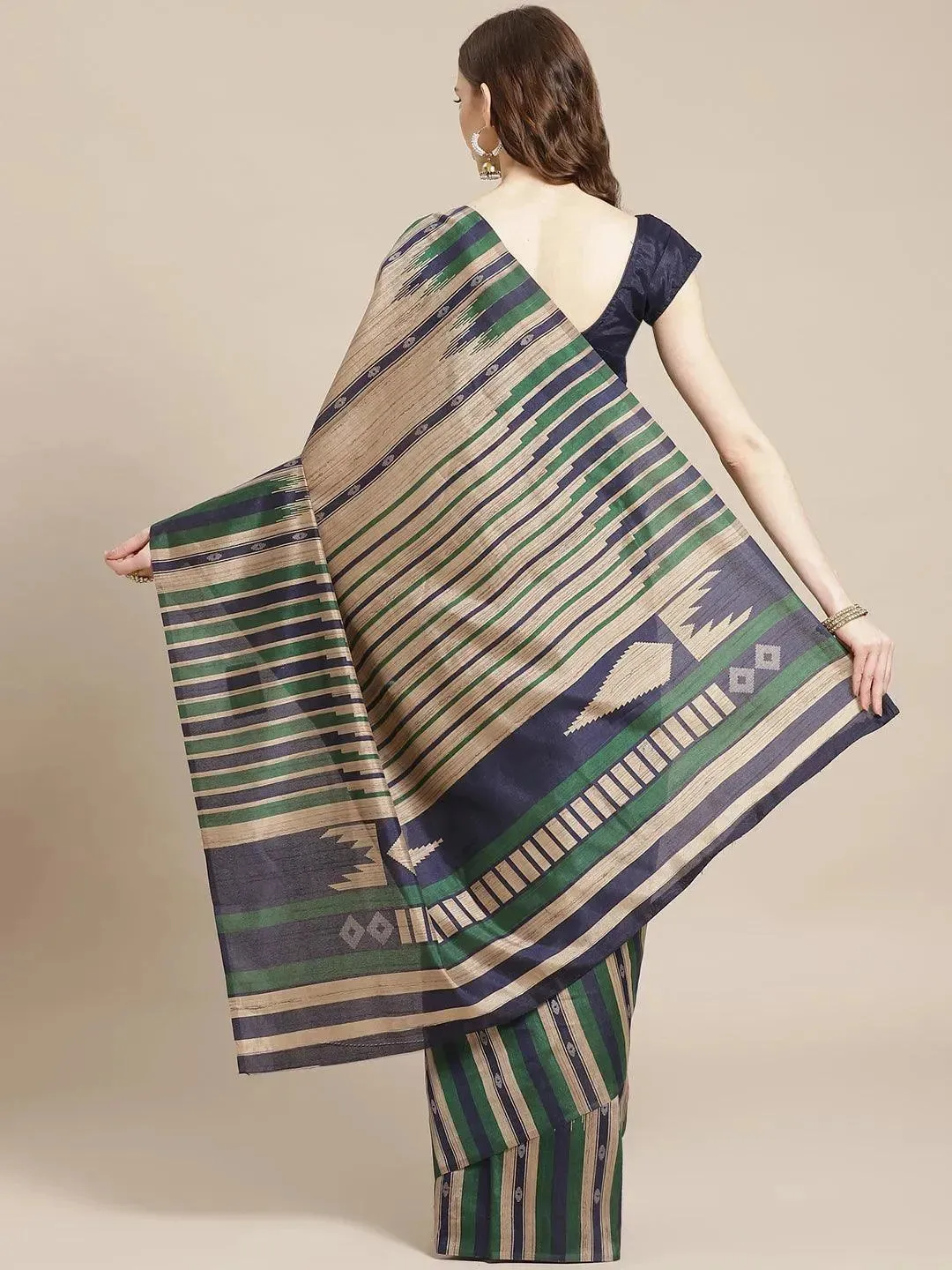 Multicoloured Printed Cotton Silk Saree