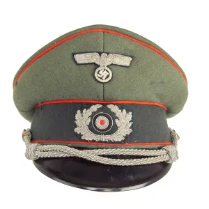 Original German WWII Army Heer Artillery Officer's Schirmmütze Visor Cap with Embroidered Bullion Insignia