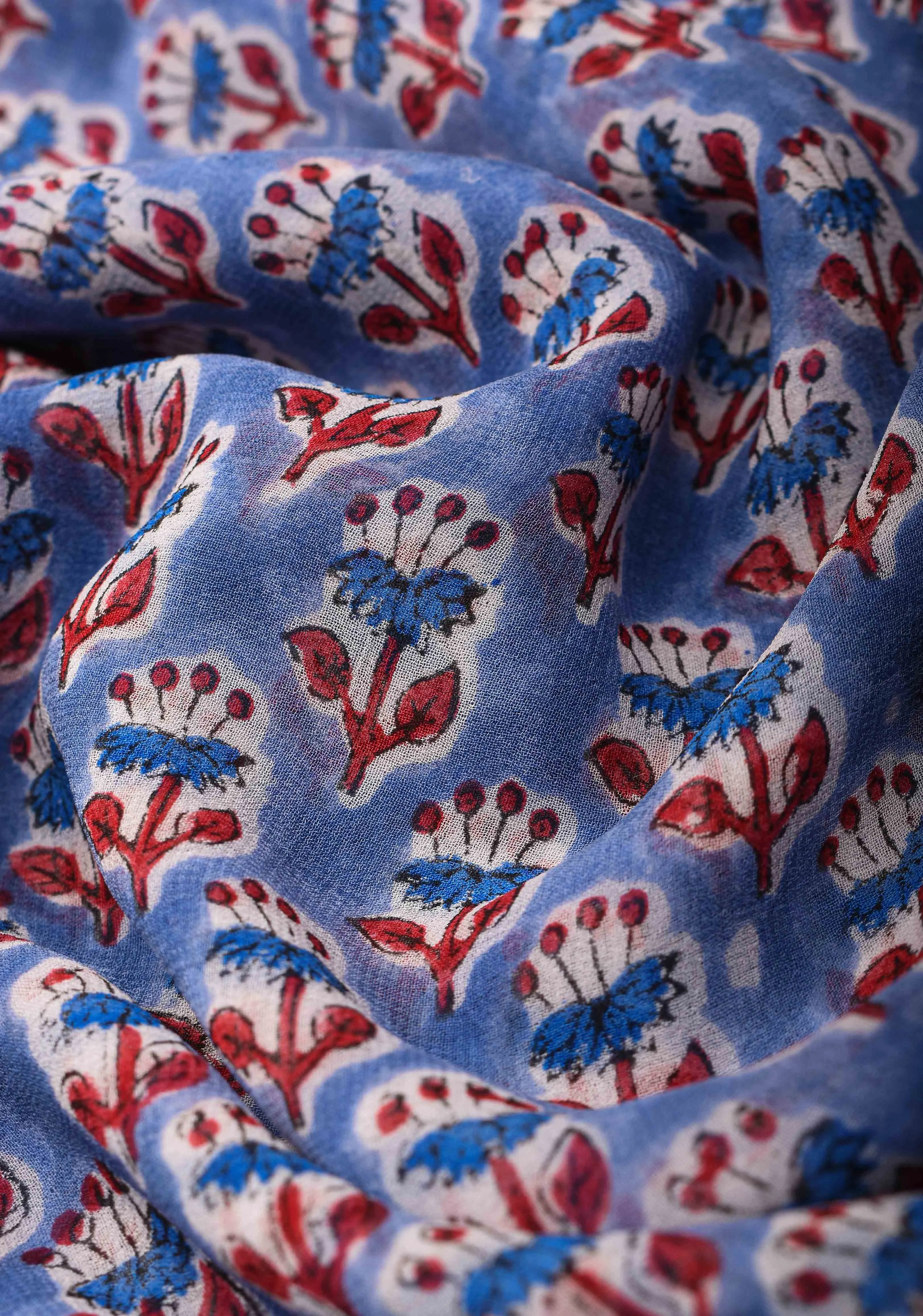 Periwinkle Georgette Saree with Sanganeri Hand Block Print