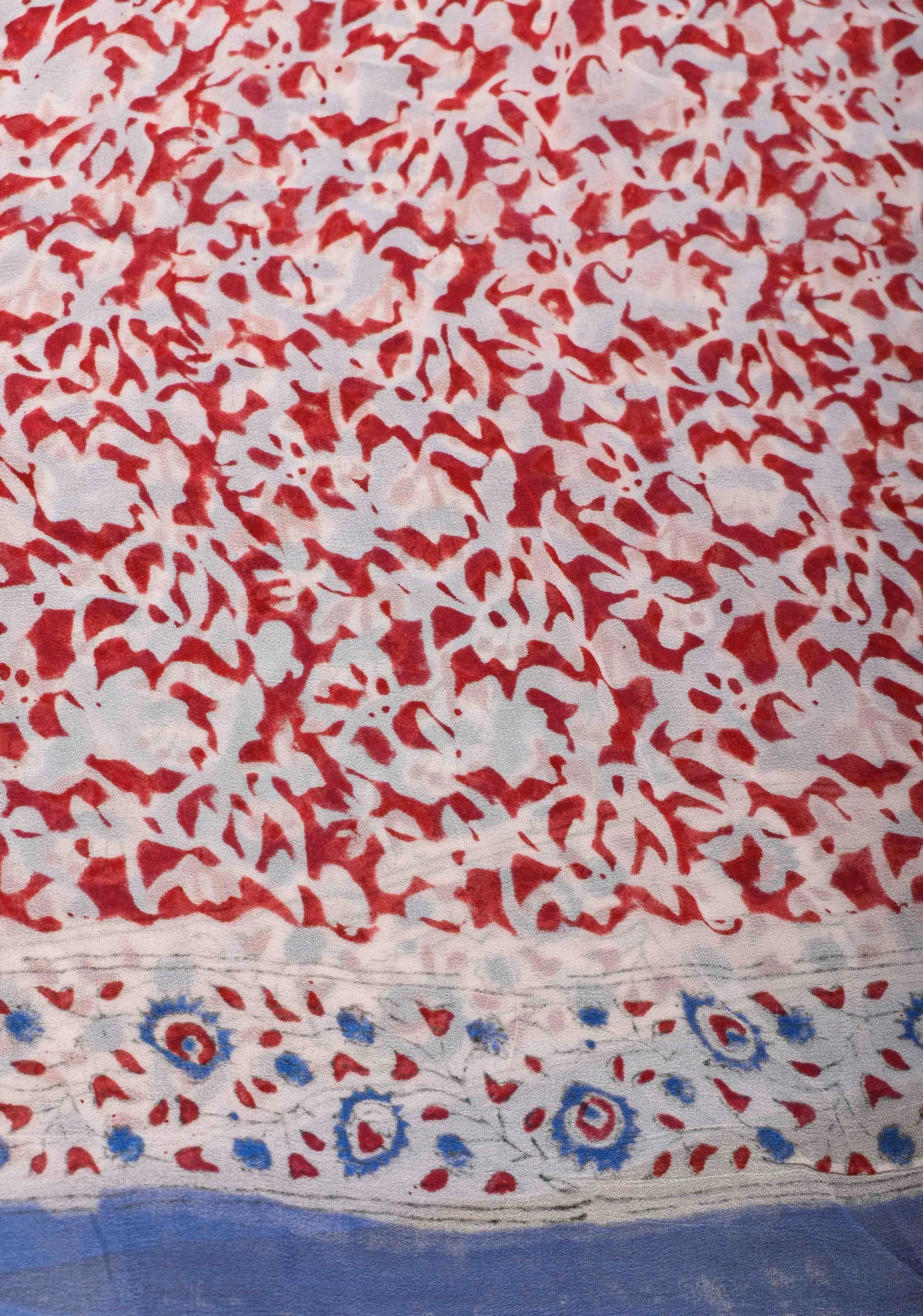 Periwinkle Georgette Saree with Sanganeri Hand Block Print