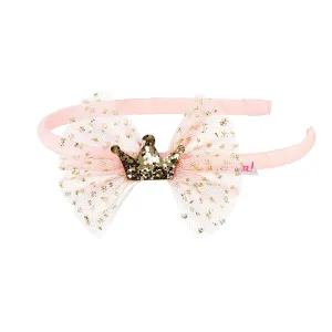 Pink Headband with bow and crown