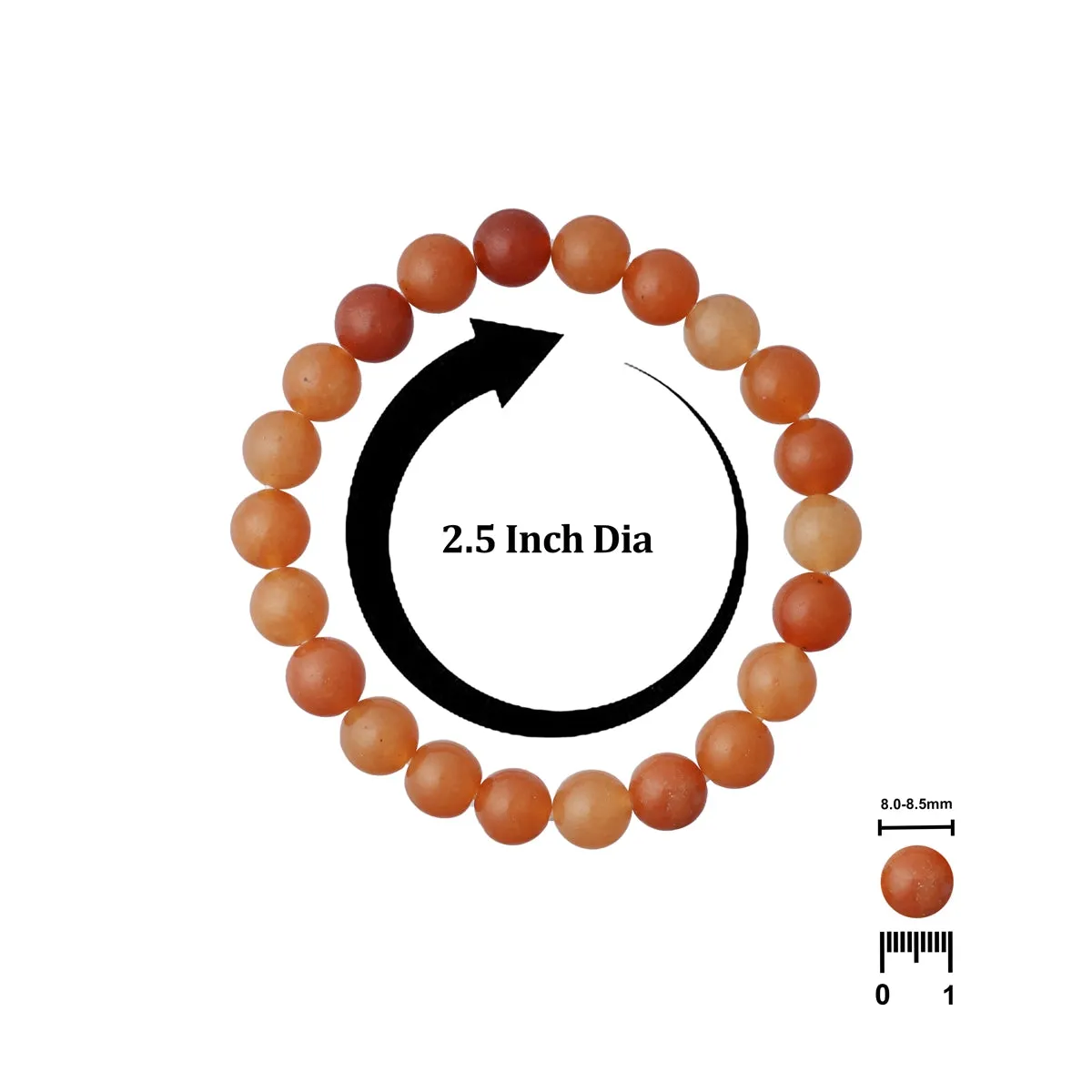 Red Aventurine Bracelet - 2.5 Inches | Red Aventurine Gemstone Bracelet/ Crystal Jewellery for Men & Women