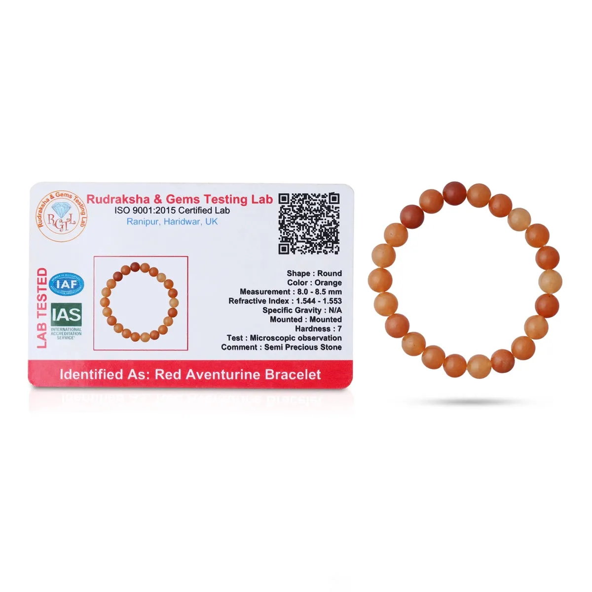Red Aventurine Bracelet - 2.5 Inches | Red Aventurine Gemstone Bracelet/ Crystal Jewellery for Men & Women
