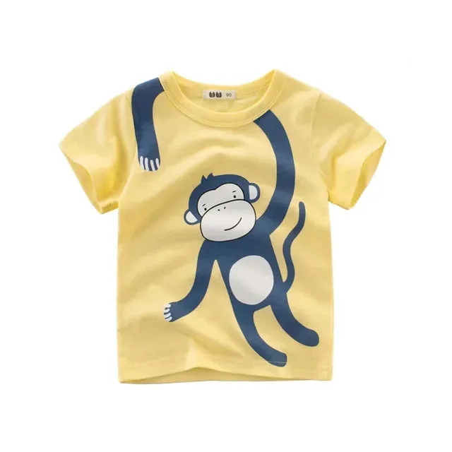 Summer Cartoon Elephant T Shirt Boys Girls Animals Short Sleeve O-Neck T-Shirts Kids Clothes Toddler Cotton Tops