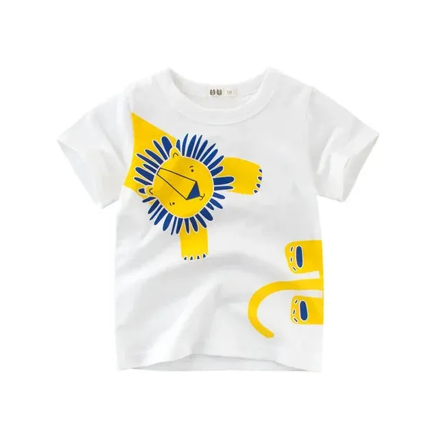 Summer Cartoon Elephant T Shirt Boys Girls Animals Short Sleeve O-Neck T-Shirts Kids Clothes Toddler Cotton Tops