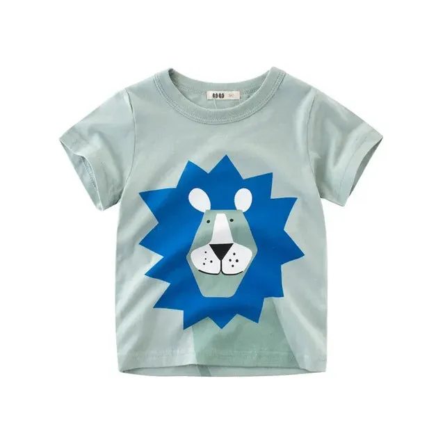 Summer Cartoon Elephant T Shirt Boys Girls Animals Short Sleeve O-Neck T-Shirts Kids Clothes Toddler Cotton Tops