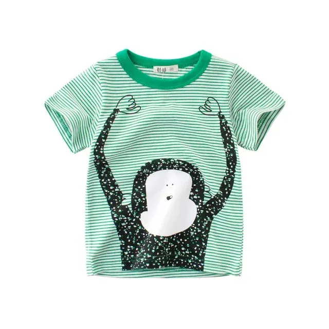 Summer Cartoon Elephant T Shirt Boys Girls Animals Short Sleeve O-Neck T-Shirts Kids Clothes Toddler Cotton Tops