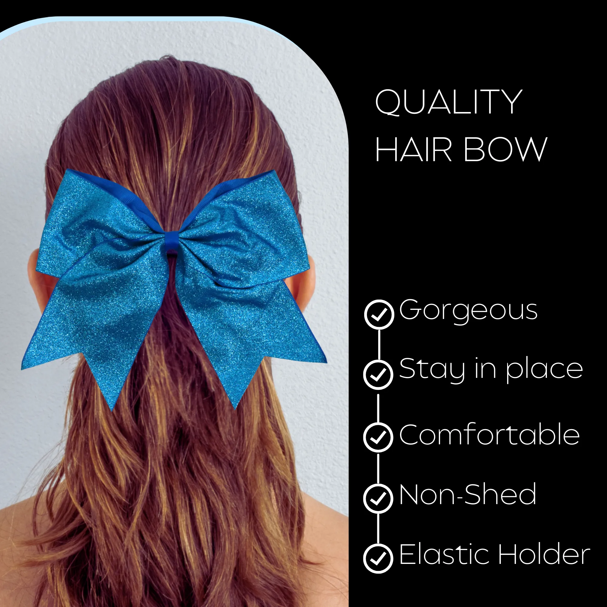 Teal Glitter Cheer Bow