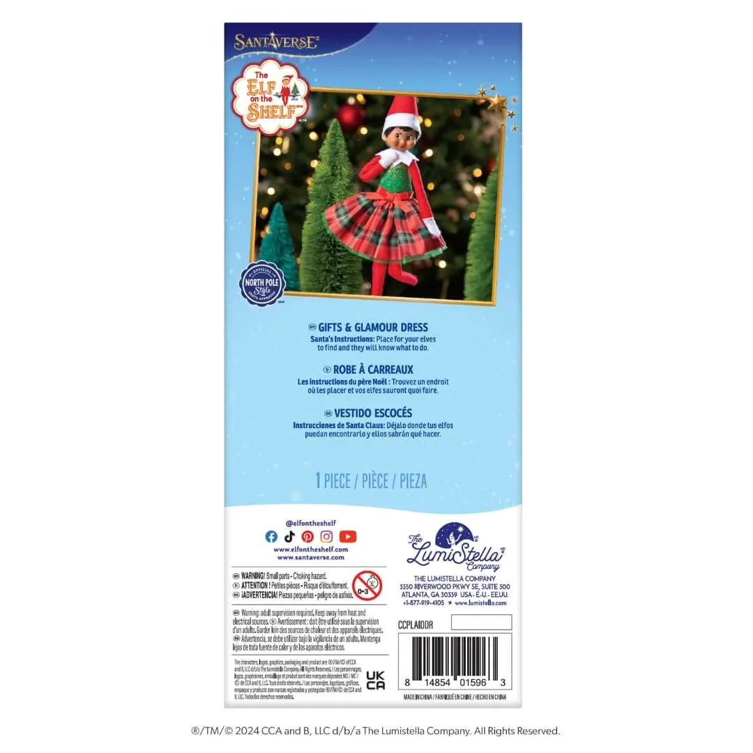 The Elf on the Shelf® Claus Couture Collection® Gifts and Glamour Festive Plaid Dress