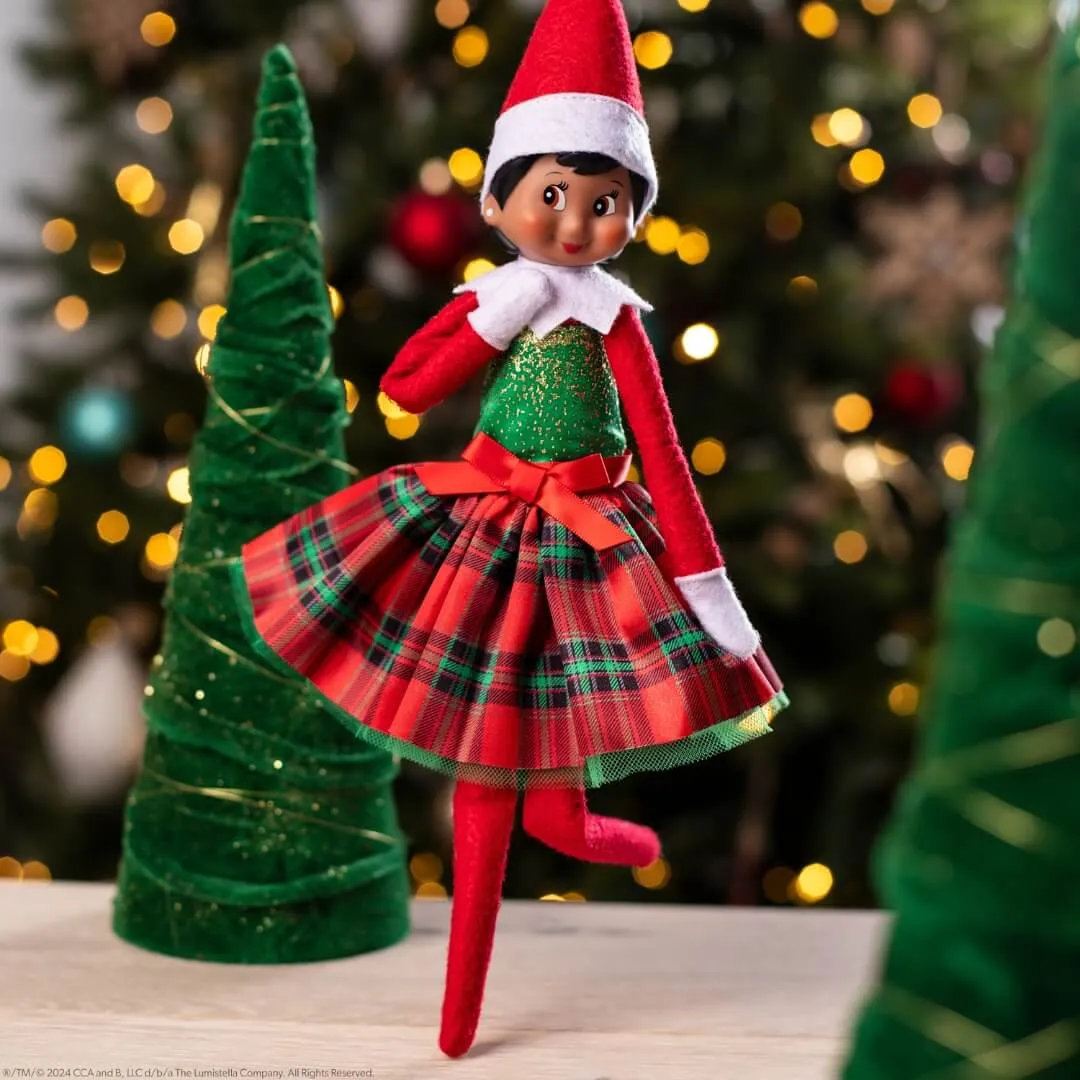 The Elf on the Shelf® Claus Couture Collection® Gifts and Glamour Festive Plaid Dress